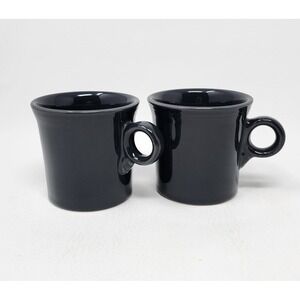 Set of 2 Fiesta Ware Tom and Jerry Dark Gray Coffee Mugs With O Ring Handle
